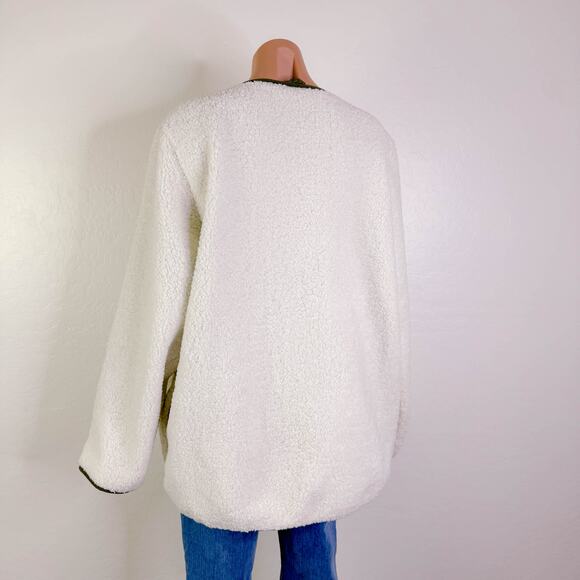 Sanctuary Arcadia Coat Button Faux Fur Fleece Sherpa Jacket Cream Green XL NEW - Picture 6 of 11